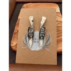 Vintage Art Deco Sterling Silver Signed A.B. Crystal Dangled Earrings